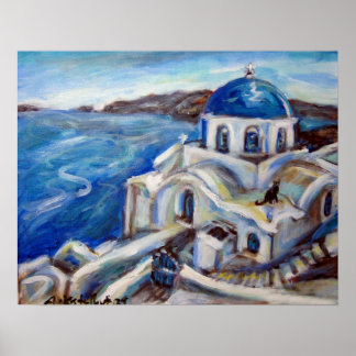 Póster Gato negro de Santorini