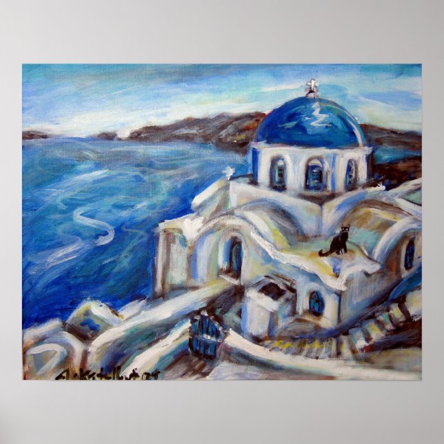 Póster Gato negro de Santorini (Frente)