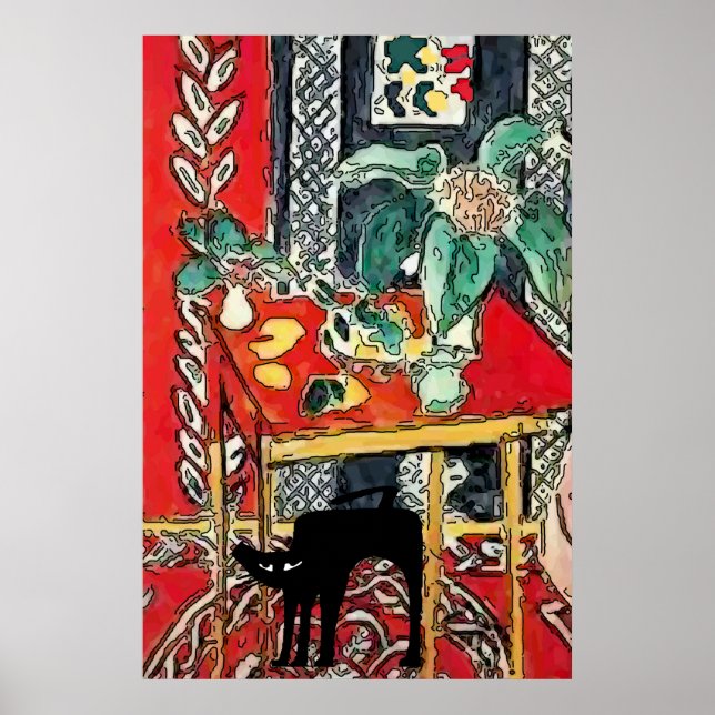 Póster Gato negro debajo de la tabla (Frente)