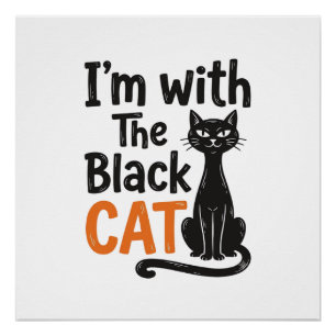 Póster Gato Negro Divertido Grabado Vintage Diseño de Hal