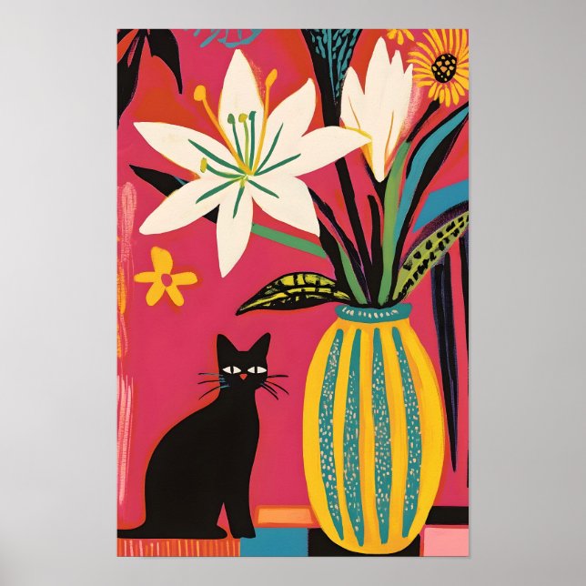 Póster Gato negro divertido lindo (Frente)