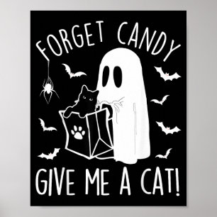 Póster Gato Negro Divertido Olvida Caramelo Regala a Aman