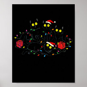 Póster Gato Negro Divertido Qué_ Árbol De Navidad Meme Na
