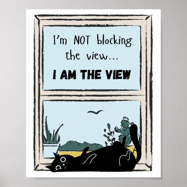 Póster Gato Negro Divertido, soy la vista  (Frente)