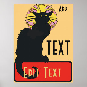 Póster Gato negro, en blanco, editar texto
