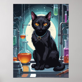 Póster Gato negro en el laboratorio