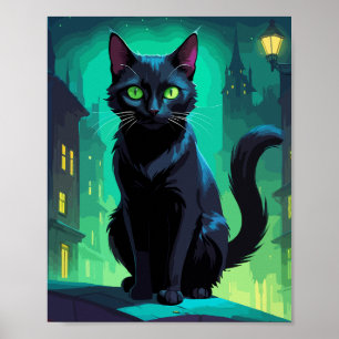 Póster Gato negro en el techo