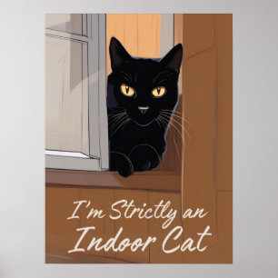 Póster Gato negro en la ventana