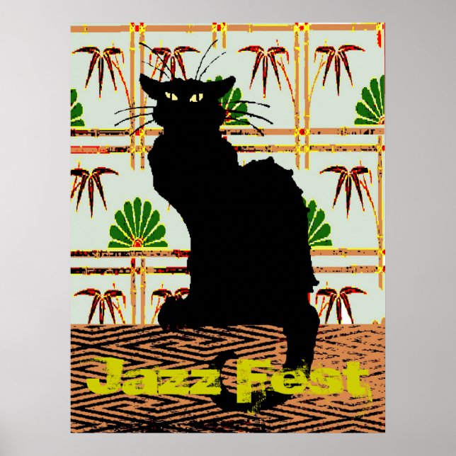 Póster Gato negro en papel de pared japonés, Festival de  (Frente)
