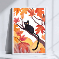 Gato negro en un árbol | Otoño Espeluznante Lindo