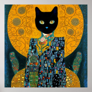 Póster Gato negro en un fabuloso vestido