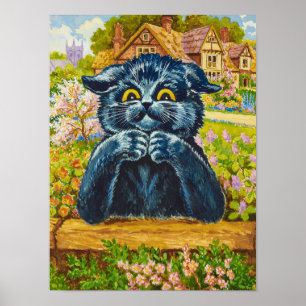Póster Gato negro en un jardín de Louis Wain