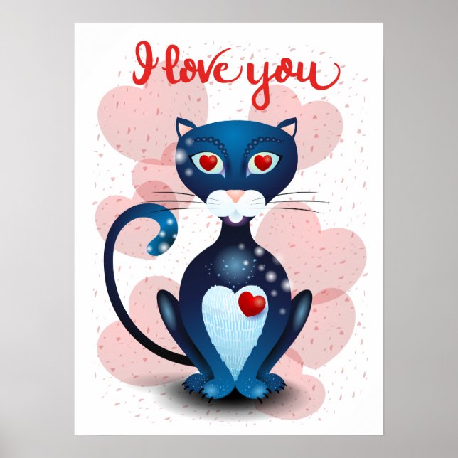 Póster Gato negro enamorado (Frente)