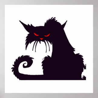 Póster Gato negro enojado