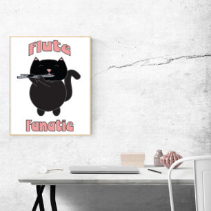 Póster Gato negro flautista