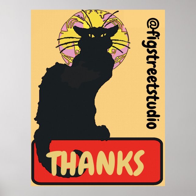 Póster Gato negro, gracias Poster de texto de edición 202 (Frente)