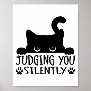 Póster Gato negro gracioso juzgando a tu gato silenciosam