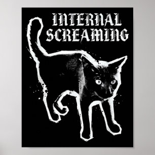 Póster Gato negro gritando internamente ansiedad felina g