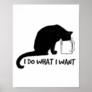 Póster Gato negro hace lo que quiero que sea divertido pa