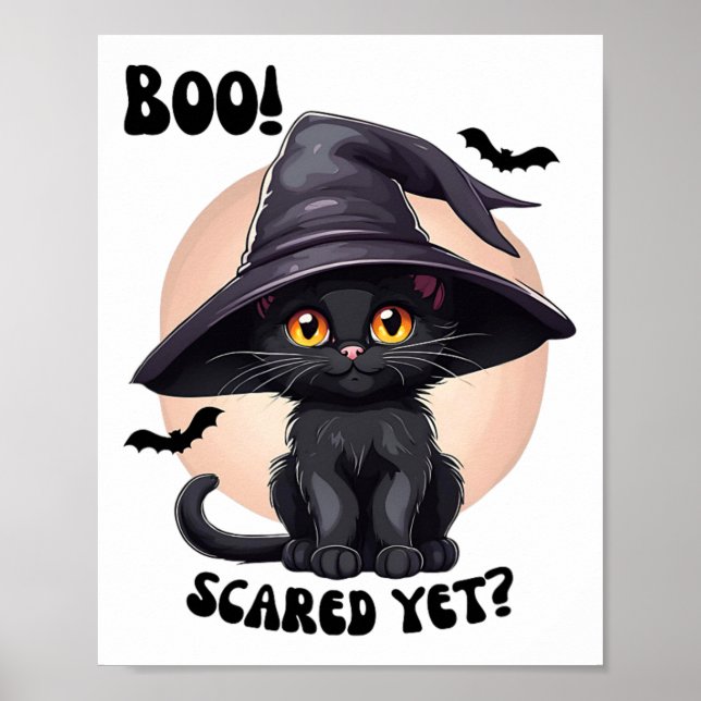 Póster Gato negro Halloween lindo sabor negro gatito negr (Frente)