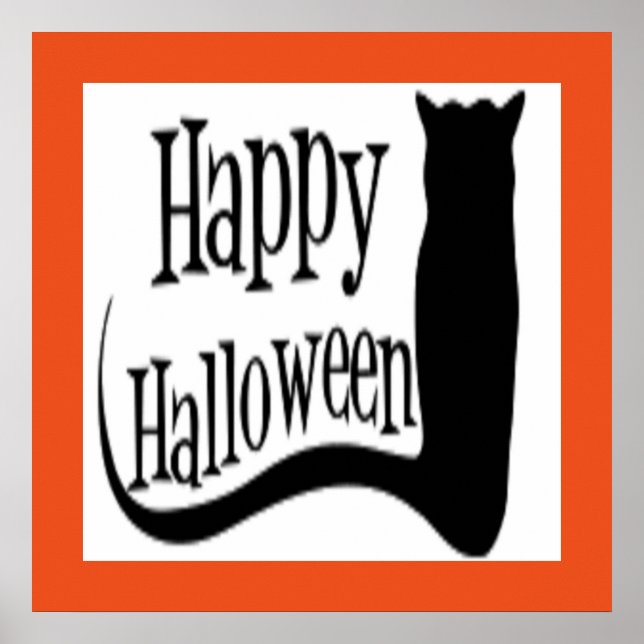 PÓSTER GATO NEGRO "HAPPY HALLOWEEN" (Frente)