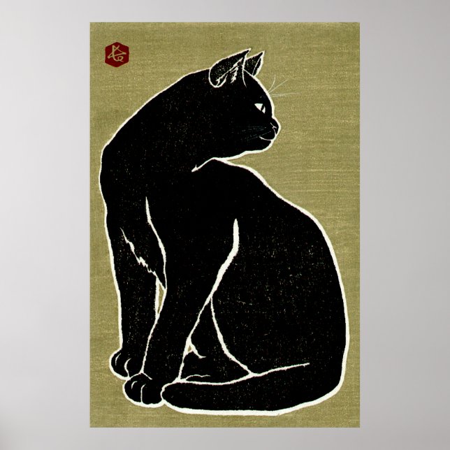 Póster Gato negro Hasegawa Sadanobu III a fines del siglo (Frente)