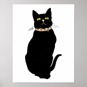 Póster Gato negro, ilustracion animal