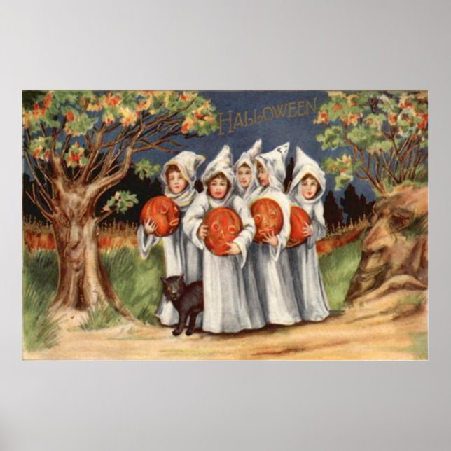 Póster Gato negro Jack O Lantern Pumpkin Ghost (Frente)