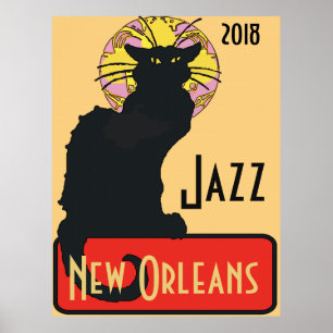 Póster Gato negro, jazz, editar texto