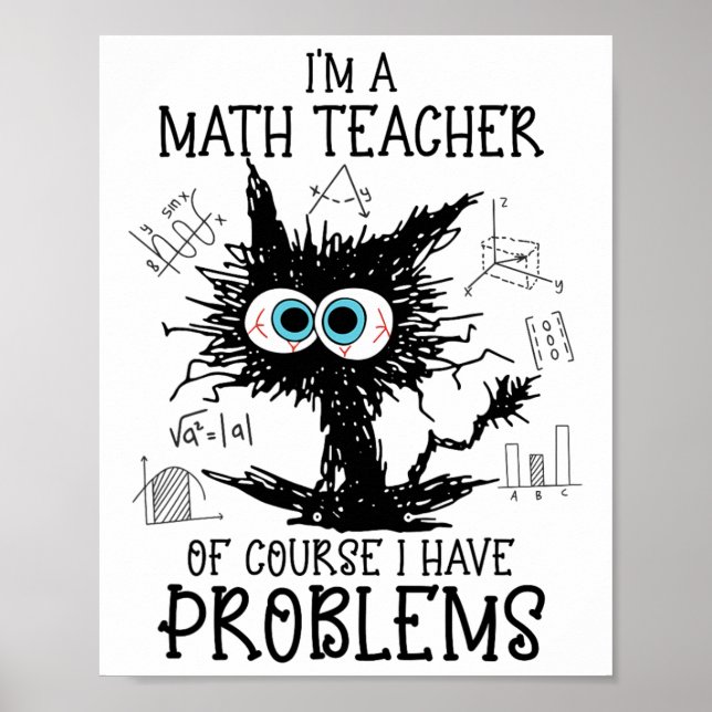 Póster Gato Negro Kitty Soy Maestra De Matemáticas Por Su (Frente)