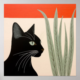 Póster Gato negro lindo