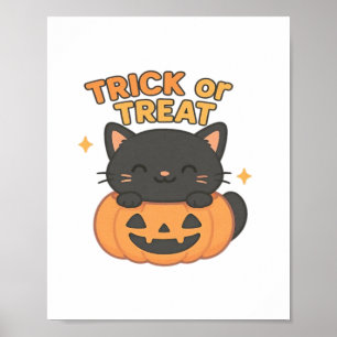 Póster Gato negro lindo con ojos verdes brillantes en la 