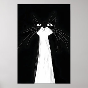Póster Gato negro lindo divertido