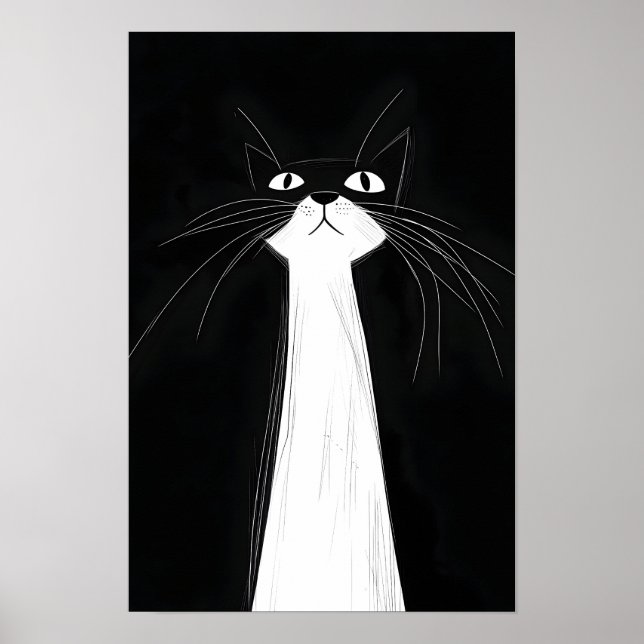 Póster Gato negro lindo divertido (Frente)