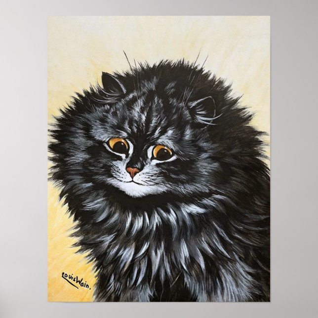 Póster Gato Negro, Louis Wain (Frente)