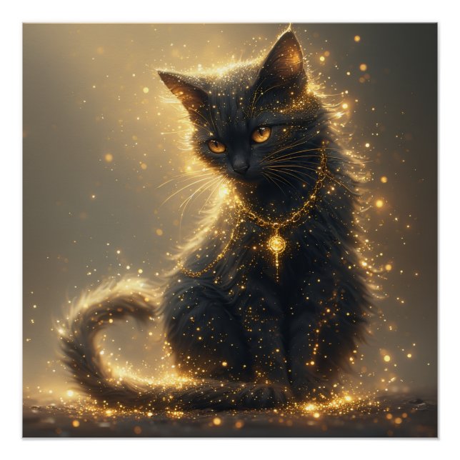 Póster Gato Negro Mágico (Anverso)