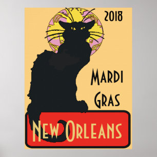 Póster Gato negro, Mardi Gras, editar texto