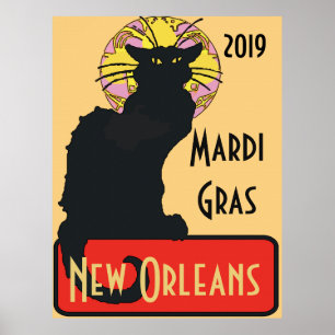Póster Gato negro, Mardi Gras, editar texto