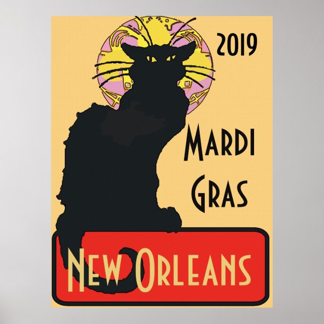Póster Gato negro, Mardi Gras, editar texto (Frente)
