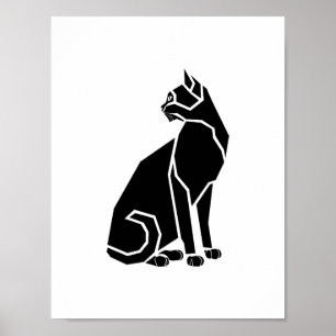 Póster Gato Negro Mirando Hacia Atrás
