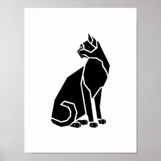 Póster Gato Negro Mirando Hacia Atrás