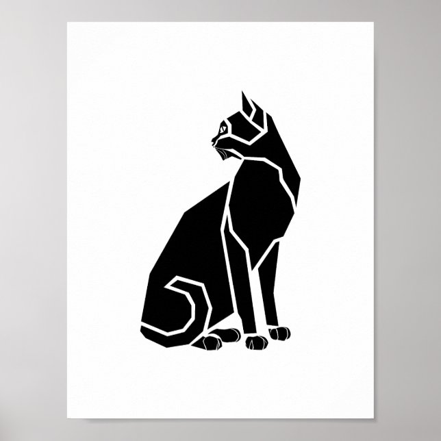 Póster Gato Negro Mirando Hacia Atrás (Frente)
