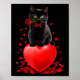 Póster Gato negro Mujeres Camisas de San Valentín Chicas