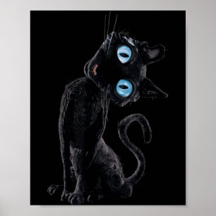 Póster Gato Negro Perezoso Botón Meme Lindo Amantes Gatit