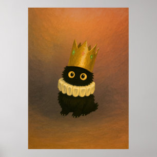 Póster Gato negro real en un Poster de la Corona al estil
