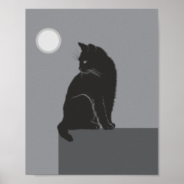 Póster gato negro sentado en la mesa