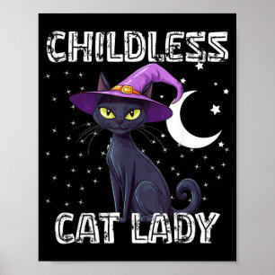 Póster Gato Negro Sombrero de Bruja Espeluznante Señora G