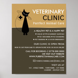 Póster Gato negro, veterinario, servicio veterinario