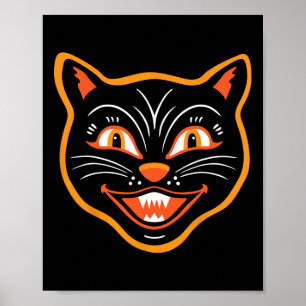 Póster Gato negro vintage de Halloween