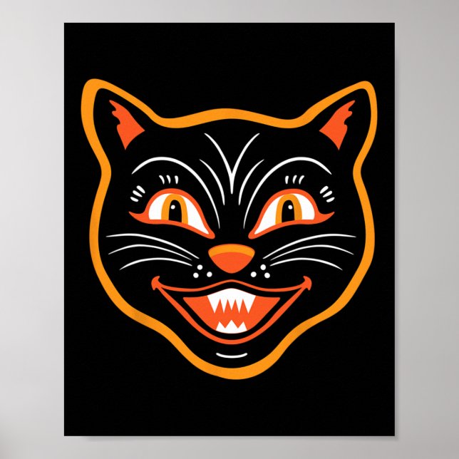 Póster Gato negro vintage de Halloween (Frente)